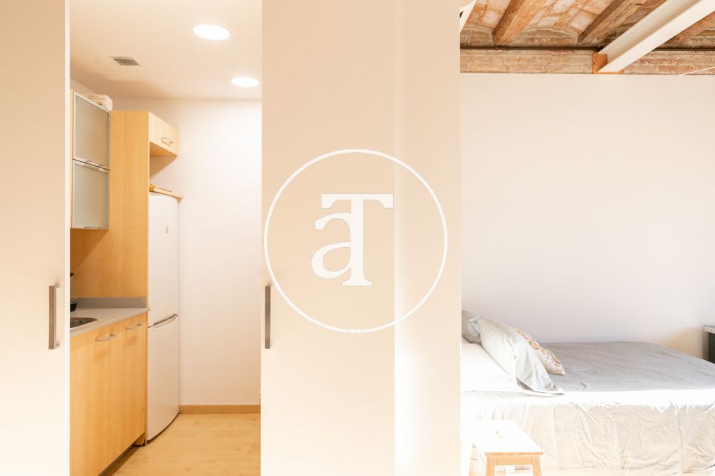 Piso de alquiler temporal de 1 habitación y 1 baño con balcón y vistas a Collserola en Sants 19