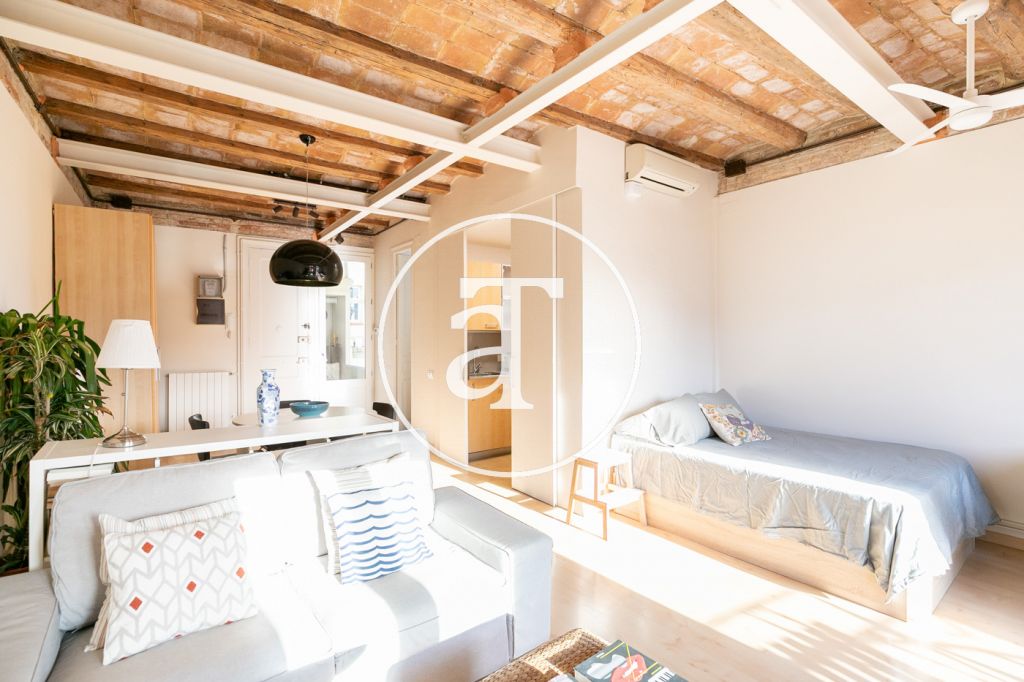 Appartement en location temporaire avec 1 chambre et 1 salle de bain, balcon et vue sur Collserola à Sants 9