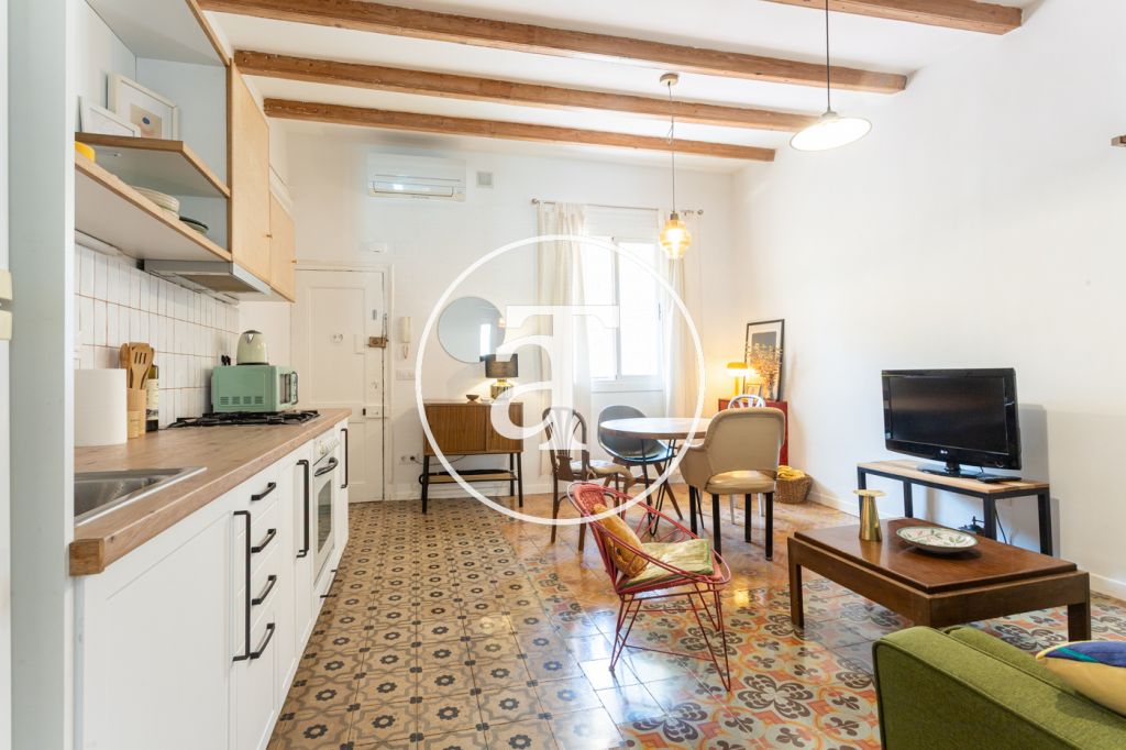 Piso de alquiler temporal de 1 habitación con terraza comunitaria cerca de Sagrada Família