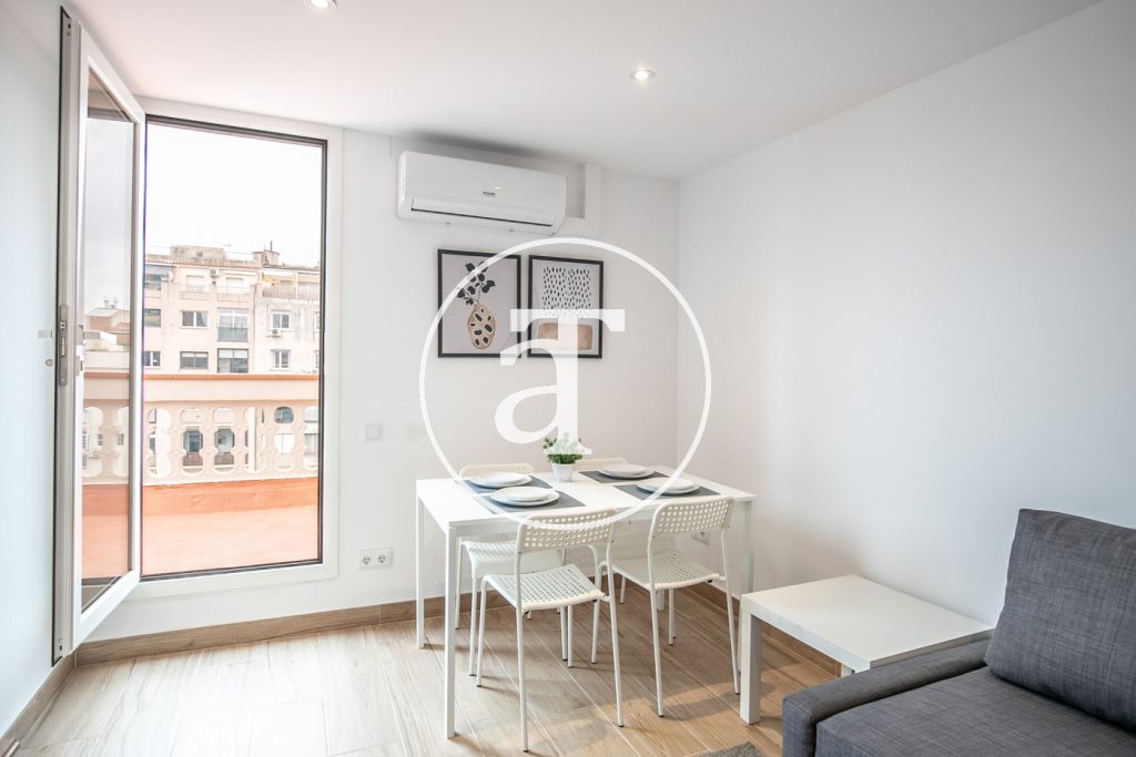Ático de alquiler temporal de 1 habitación con fabulosa terraza privada en Paseo Sant Joan 11