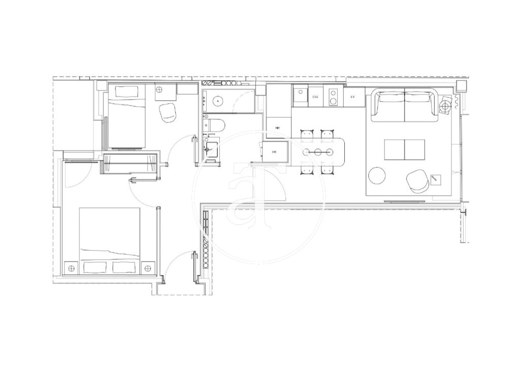 Piso de obra nueva, de alquiler temporal con 2 habitaciones en privilegiada zona de Barcelona 9