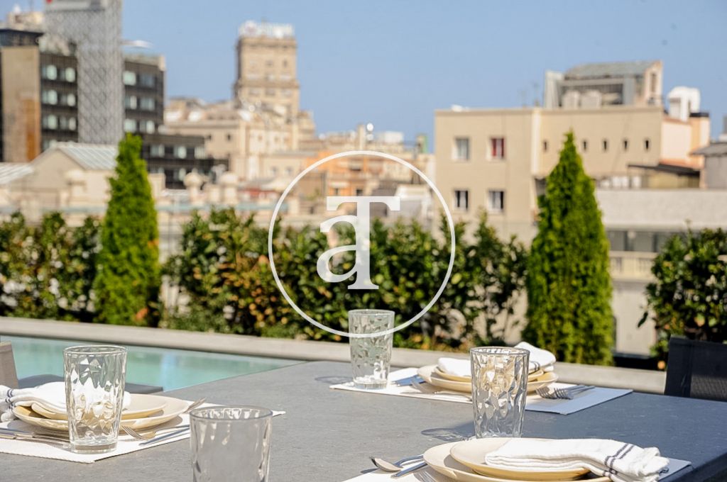 Piso de estreno de alquiler temporal de 1 habitación y terraza en Eixample Dreta 15
