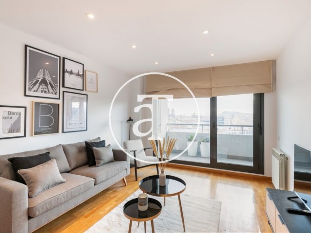 Monthly rental apartment with 3 bedrooms and communal pool within walking distance of Poblenou Central Park.