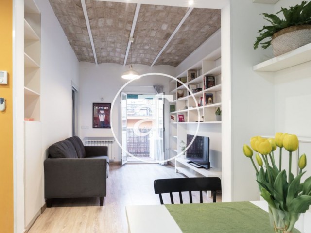 Appartement de location mensuelle avec 1 chambre, balcon et bureau dans un quartier résidentiel de Barcelone