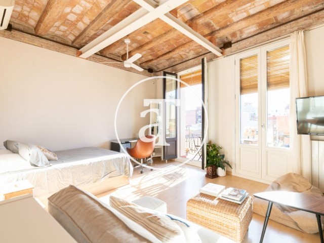 Appartement de location mensuelle avec 1 chambre, 1 salle de bain, balcon et vue sur Collserola à Sants