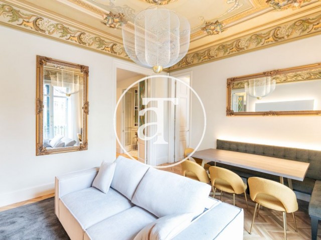Brand new monthly rental apartment in modernist building with 2 bedrooms in Rambla de Catalunya