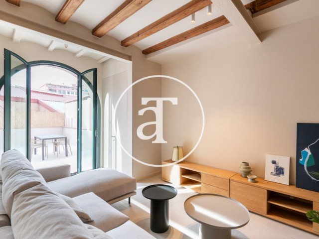 Brand new temporary rental apartment with 1 double bedroom and terrace close to the Llacuna station.