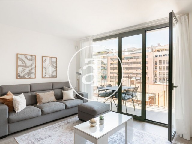 Brand new monthly rental apartment with 2 bedrooms and terrace in Eixample