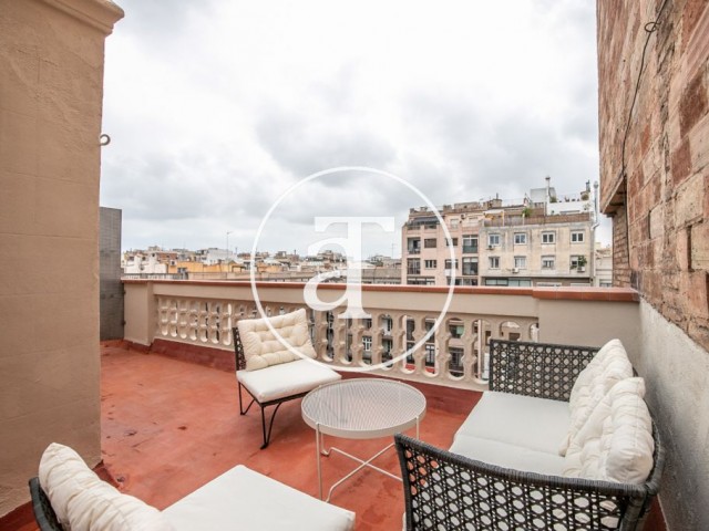 Monthly rental penthouse with 1 bedroom and amazing private terrace on Paseo Sant Joan